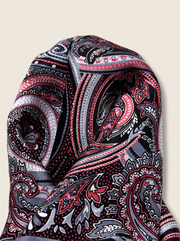 Black Paisley Silk Pocket Square
