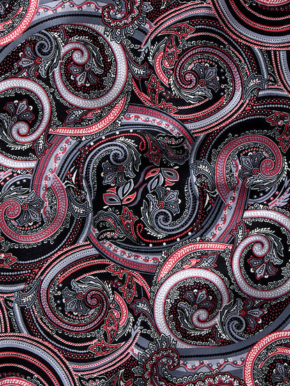 Black Paisley Silk Pocket Square