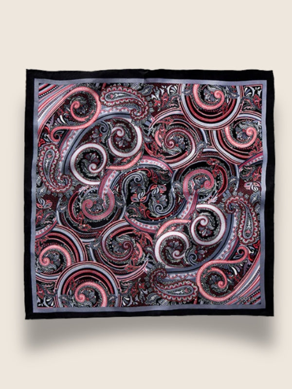 Black Paisley Silk Pocket Square