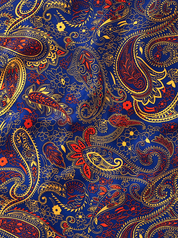 Blue Paisley Silk Pocket Square