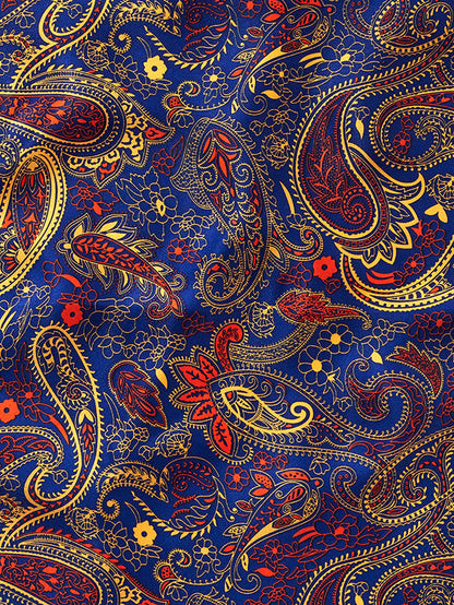 Blue Paisley Silk Pocket Square