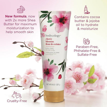 Bodycology Shea Butter Body Cream Cherry Blossom 227g كريم الجسم بزبدة الشيا من بوديكولوجي برائحة زهر الكرز - Princess Cosmetics Qatar