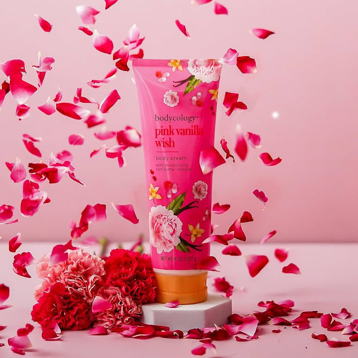 Bodycology Shea Butter Body Cream Pink Vanilla Wish 227g كريم الجسم بزبدة الشيا من بودي كولوجي برائحة الفانيليا الوردية - Princess Cosmetics Qatar