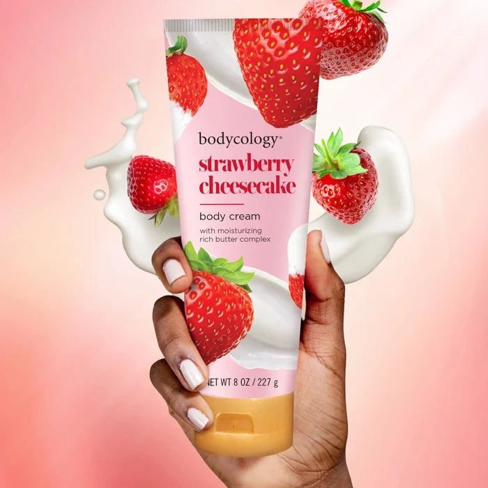 Bodycology Shea Butter Body Cream Strawberry Cheesecake 227g كريم الجسم بزبدة الشيا من بودي كولوجي بنكهة تشيز كيك الفراولة - Princess Cosmetics Qatar