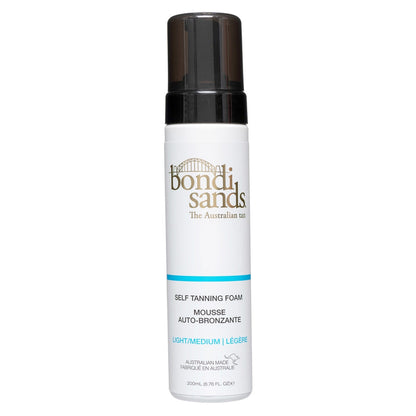 Bondi Sands Self Tanning Foam in three shades, smooth application, with a natural bronze finish, for a flawless glow.