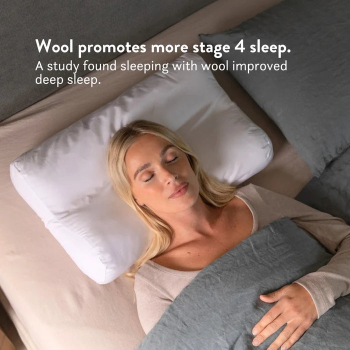British Wool Contour Pillow - Natural, Anti-Allergy, Luxury Putnams Chemical free UK Best Wool pillow 100% cotton OEKO tex standard 100 handmade in the UK