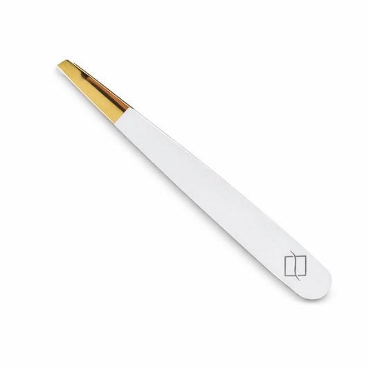 White & Gold Brow Tweezers - My Lash Store