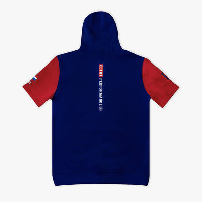 Navy BSBL-SZN Dominican Republic short sleeve hoodie — back view