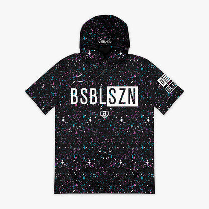 Blue BSBL-SZN Galaxy short sleeve hoodie — front view