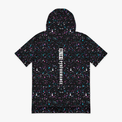 Blue BSBL-SZN Galaxy short sleeve hoodie — back view
