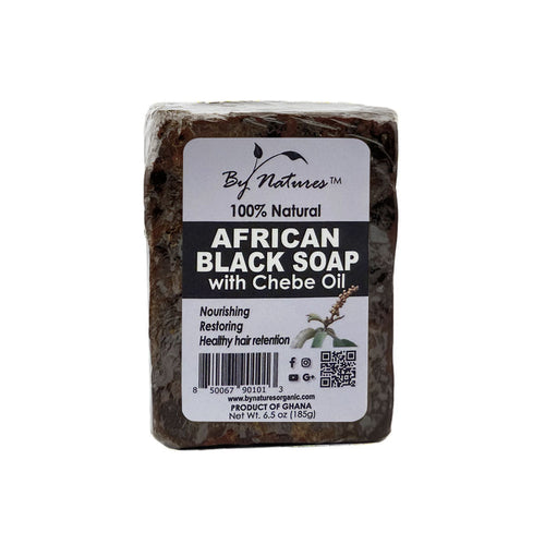 By Natures African black soap with chebe oil 100 percent natural nourishing bar for hair and skin care
