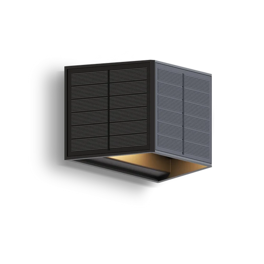 Calex Caserta Solar Wall Light - Up & Down - Black