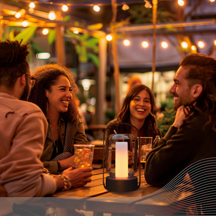 Calex Como Outdoor Table Lantern - Rechargeable - Black