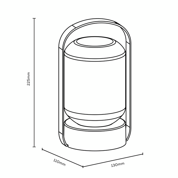 Calex Como Outdoor Table Lantern - Rechargeable - Black