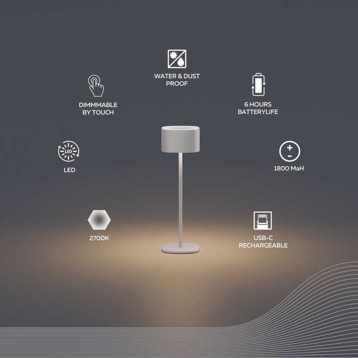 Calex Serino Table Light - Battery - Sand