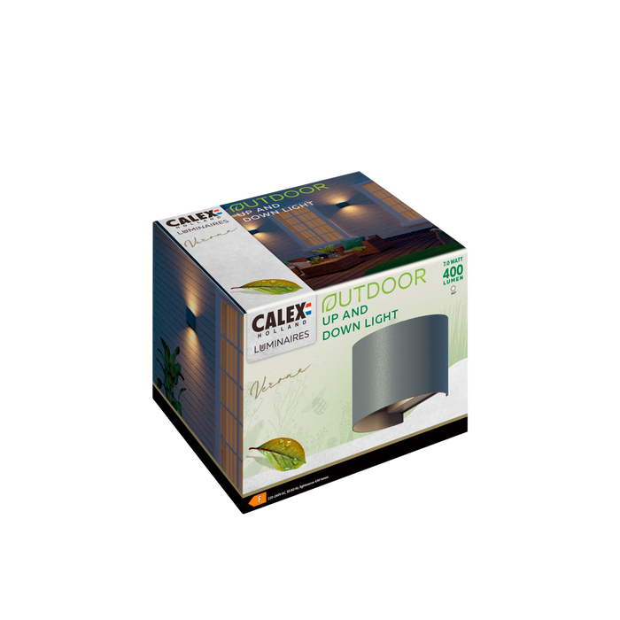 Calex Verona LED Wall Light Oval - Up & Down - Anthracite