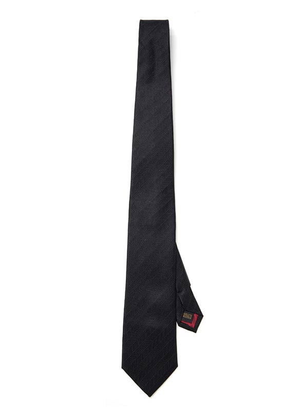 Campania Structure Dark Black Silk Tie