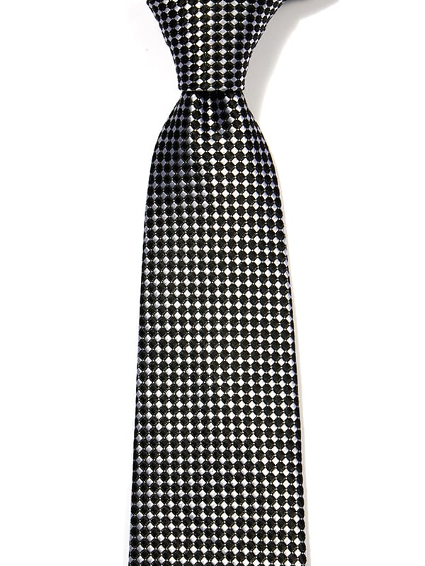 Campania Structure Solid Black & White Silk Tie