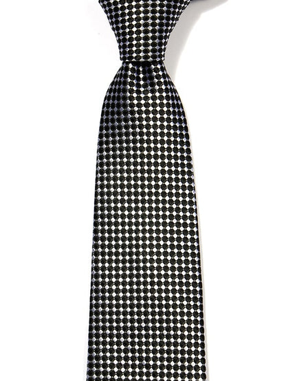 Campania Structure Solid Black & White Silk Tie