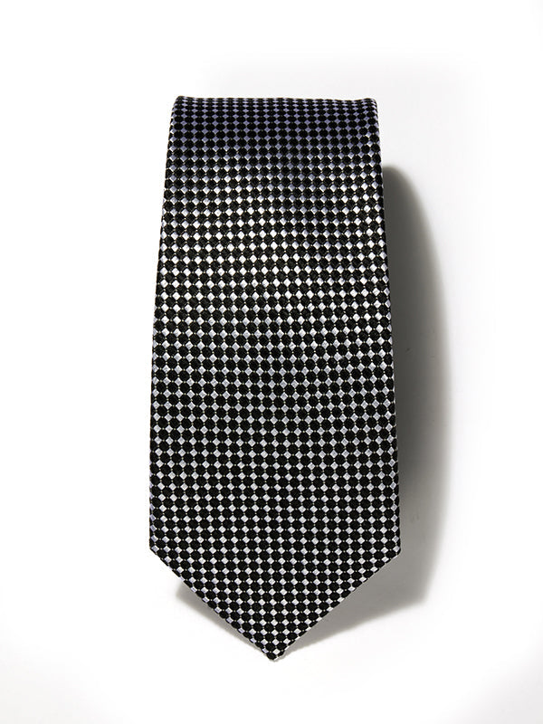 Campania Structure Solid Black & White Silk Tie