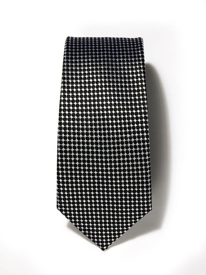 Campania Structure Solid Black & White Silk Tie