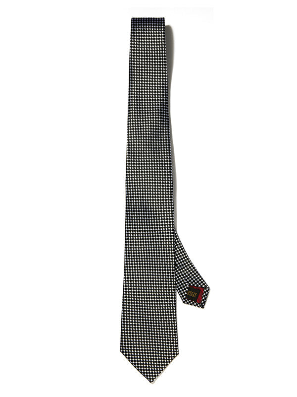 Campania Structure Solid Black & White Silk Tie