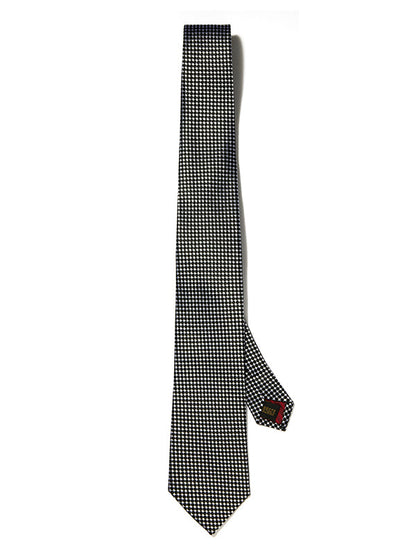 Campania Structure Solid Black & White Silk Tie