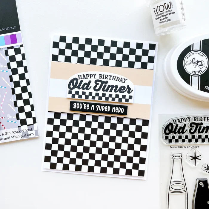 Catherine Pooler - Patterned Paper - Arnold's Drive-In. It's going to be "happy days" for your craft projects with the Arnold's Drive-In Patterned Paper Pack. Available at Embellish Away located in Bowmanville Ontario Canada. Card example by brand ambassador.