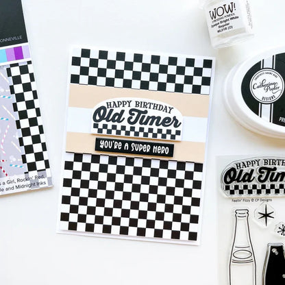 Catherine Pooler - Patterned Paper - Arnold's Drive-In. It's going to be "happy days" for your craft projects with the Arnold's Drive-In Patterned Paper Pack. Available at Embellish Away located in Bowmanville Ontario Canada. Card example by brand ambassador.
