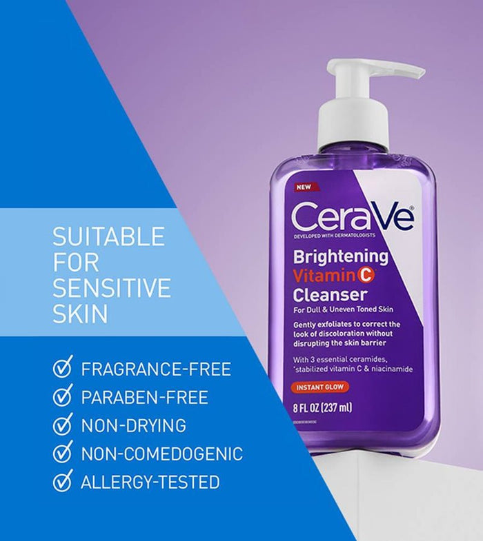 Cerave Brightening Vitamin C Cleanser 237ml غسول سيرافي لتفتيح البشرة بفيتامين سي - Princess Cosmetics Qatar