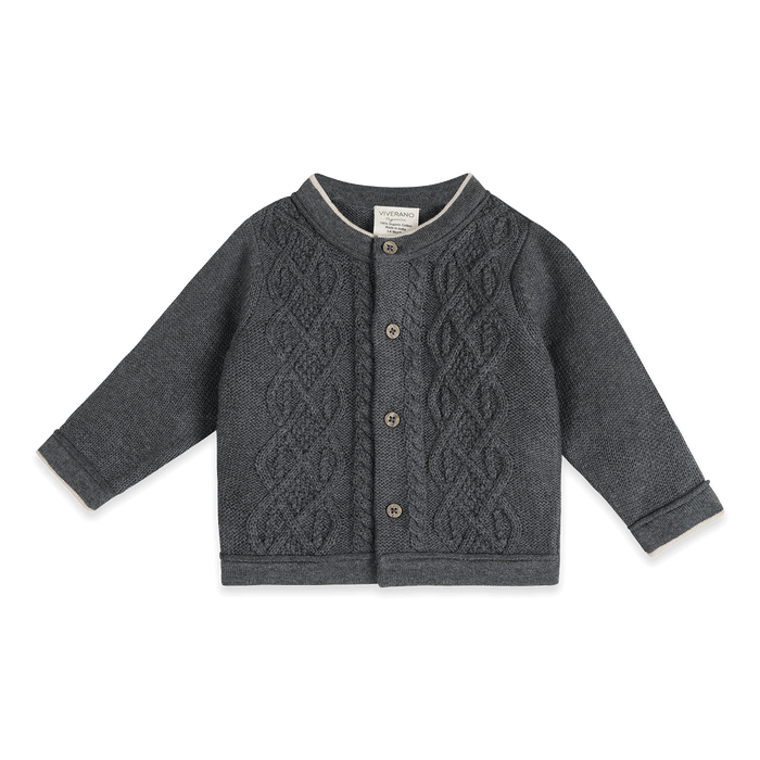 Charles Classic Cable Knit Baby Cardigan, Organic Cotton