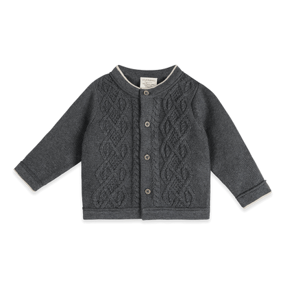 Charles Classic Cable Knit Baby Cardigan, Organic Cotton