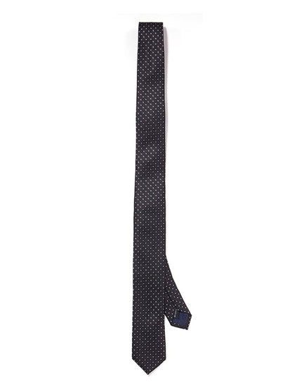 Checks Black & White Polyester Skinny Tie