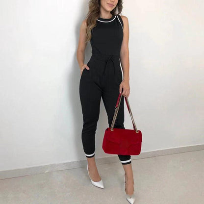 Chic Black & White Sleeveless Jumpsuit