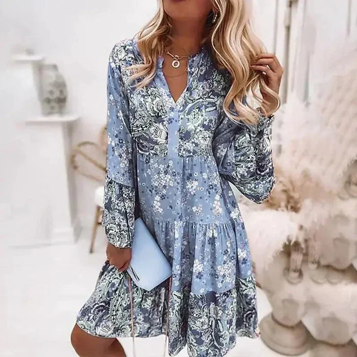 Chic Pleated Long Sleeve Dress