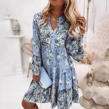 Chic Pleated Long Sleeve Dress