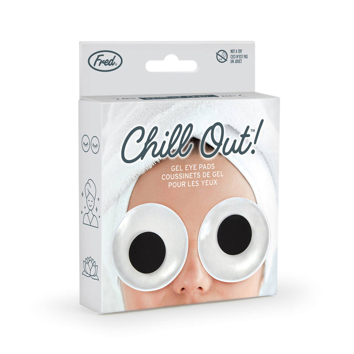 Fred & Friends Chill Out eye mask with playful googly eyes, designed to cover the eyes comfortably for relaxation and fun.
