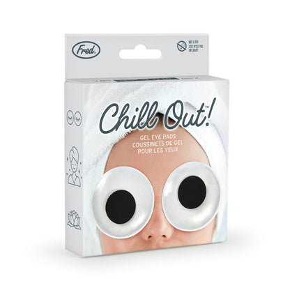 Fred & Friends Chill Out eye mask with playful googly eyes, designed to cover the eyes comfortably for relaxation and fun.
