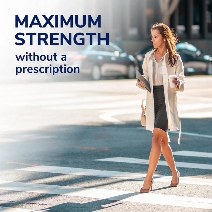 Maximum strength plantar wart remover without prescription graphic with walking person