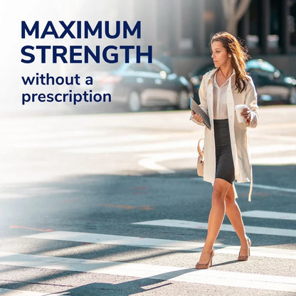 Maximum strength plantar wart remover without prescription graphic with walking person