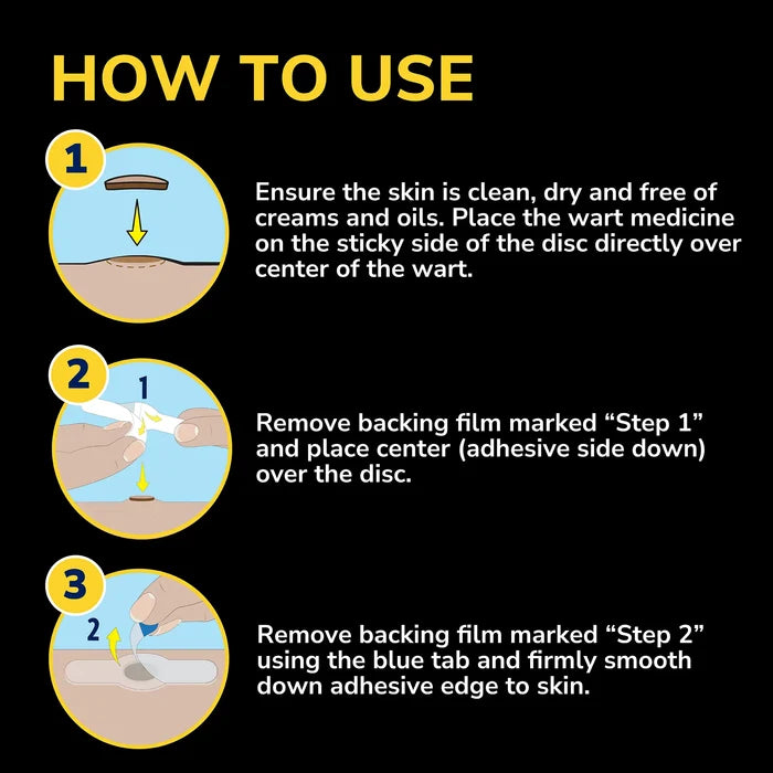 Step-by-step use guide for medicated hydrogel wart remover discs