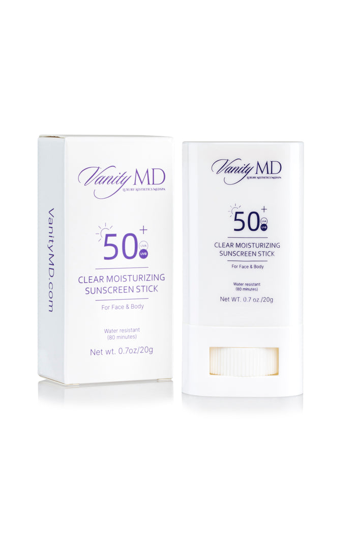 SPF 50 sunscreen stick with vitamin E for clear, lightweight daily UV protection