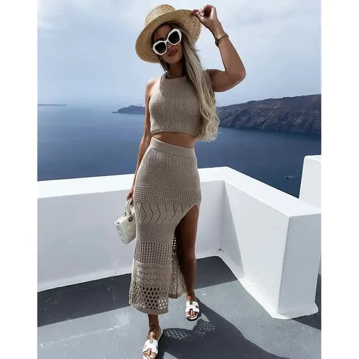 Coastal Chic Beach Knit Skirt Set - Effortless Style, Comfort & Versatility