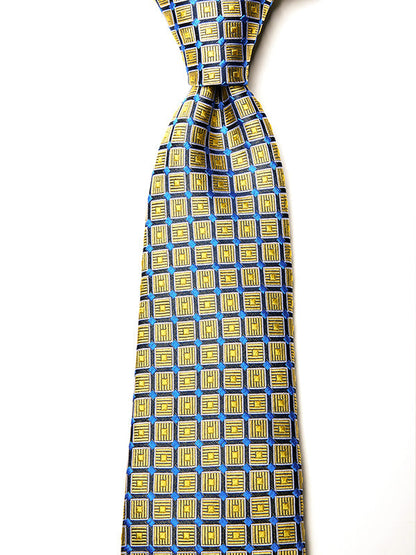 Como Checks Dark Gold Silk Tie