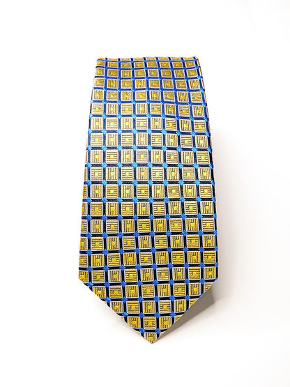 Como Checks Dark Gold Silk Tie