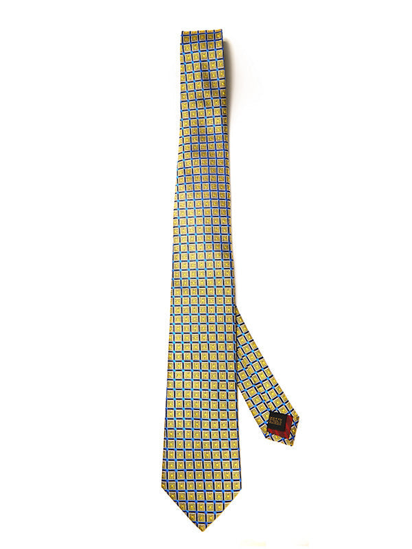 Como Checks Dark Gold Silk Tie