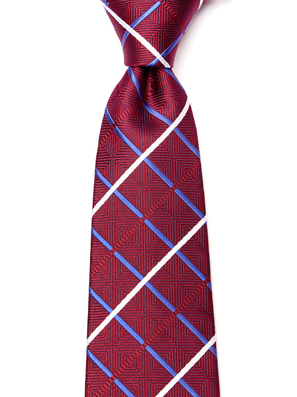 Como Checks Dark Maroon Silk Tie