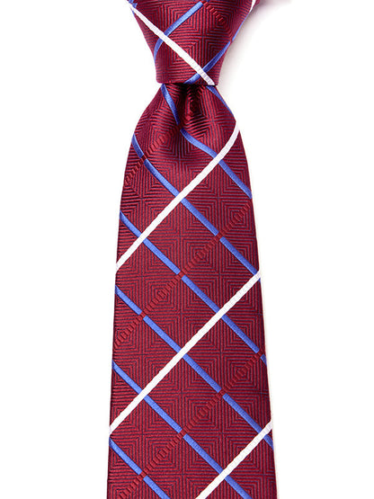 Como Checks Dark Maroon Silk Tie
