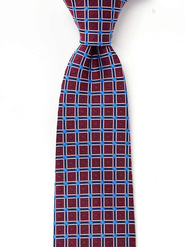 Como Checks Dark Maroon Silk Tie