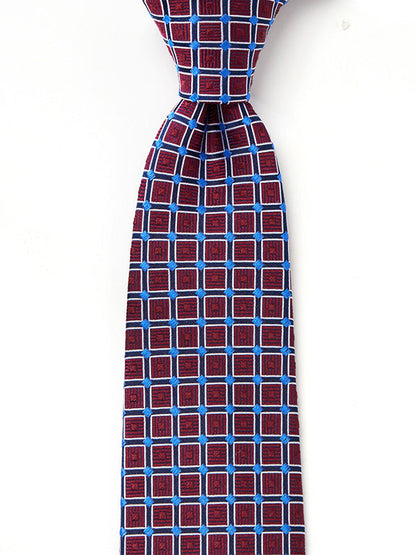 Como Checks Dark Maroon Silk Tie